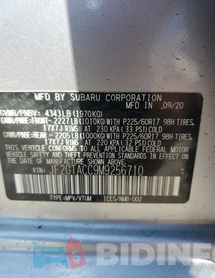 JF2GTACC9M9256710 Photo# 13