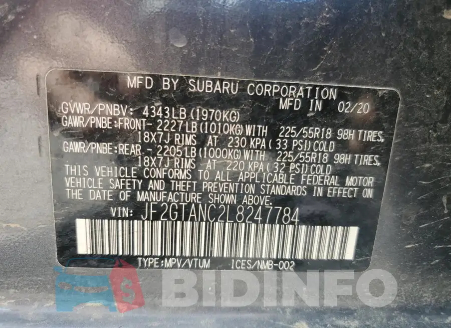 JF2GTANC2L8247784 Photo# 13