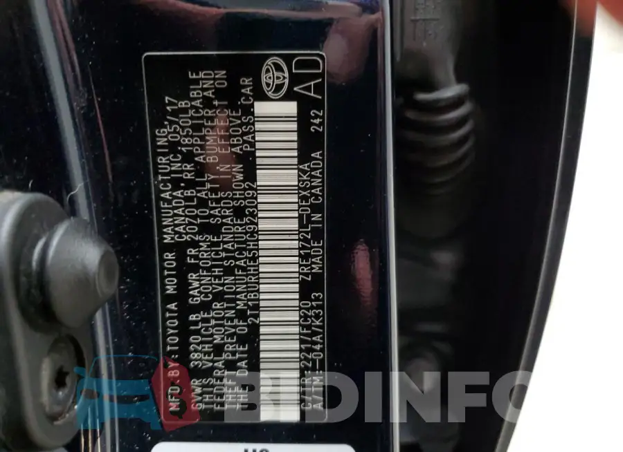 2T1BURHE5HC923092 Photo# 12