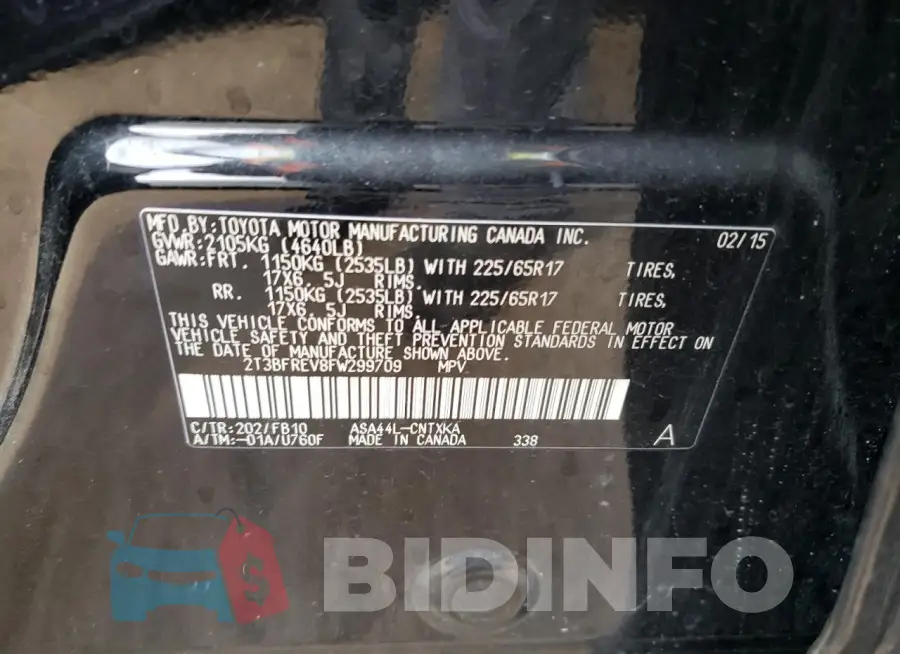 2T3BFREV8FW299709 Photo# 13