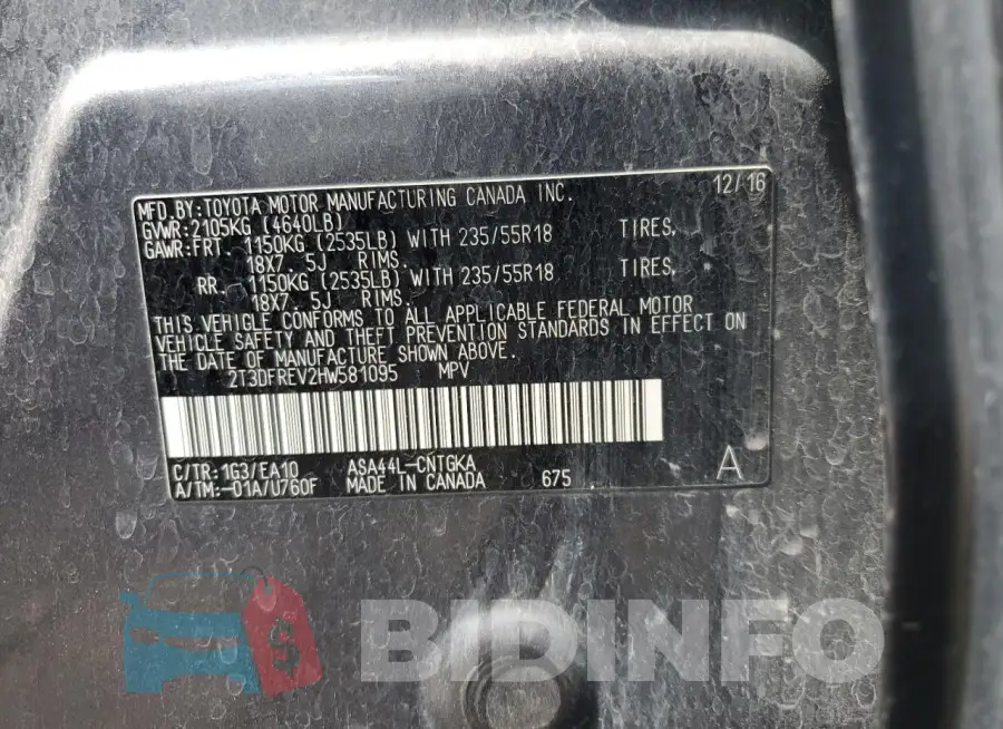 2T3DFREV2HW581095 Photo# 12
