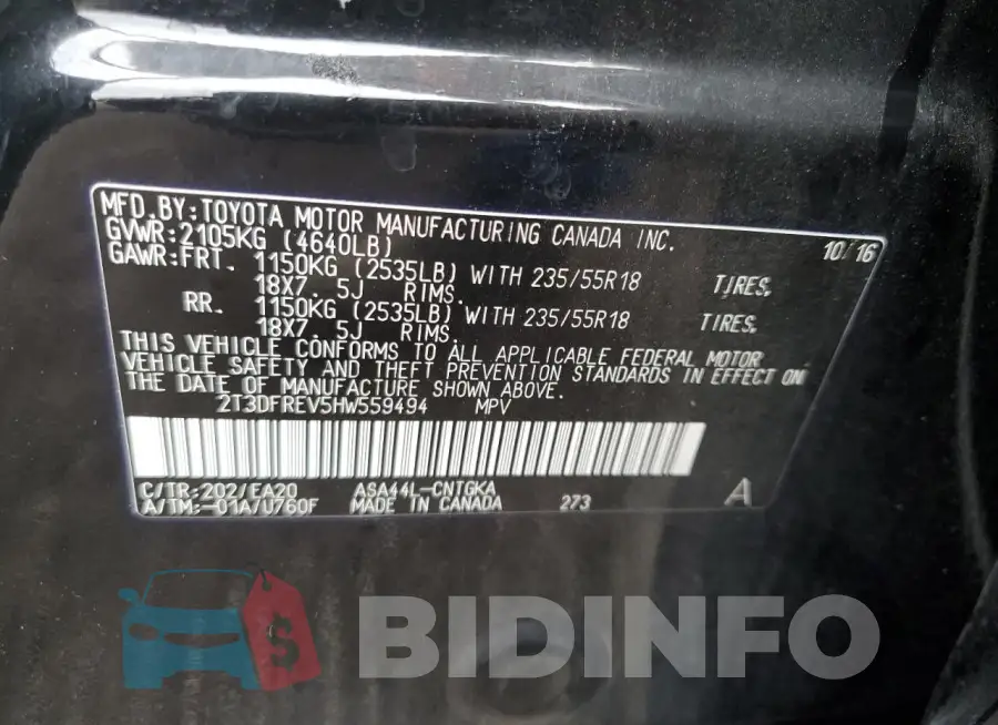 2T3DFREV5HW559494 Photo# 13
