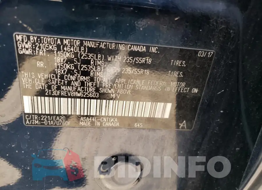 2T3DFREV8HW625603 Photo# 13