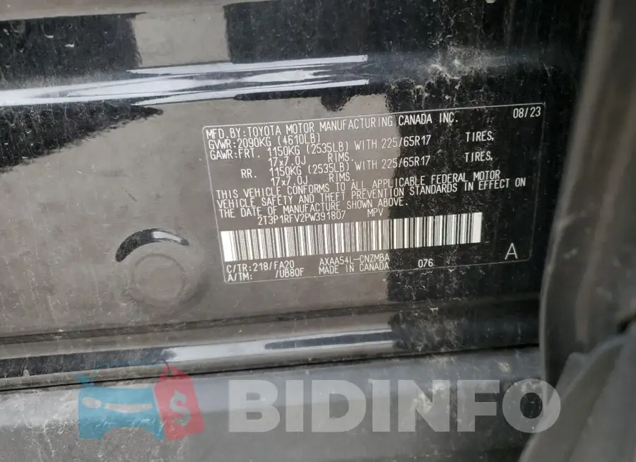 2T3P1RFV2PW391807 Photo# 13