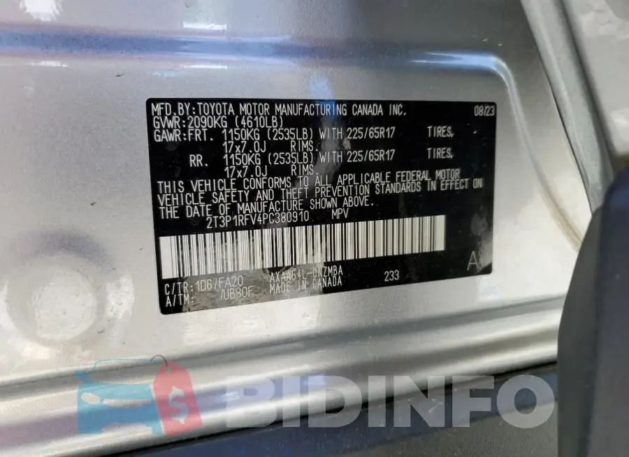 2T3P1RFV4PC380910 Photo# 13
