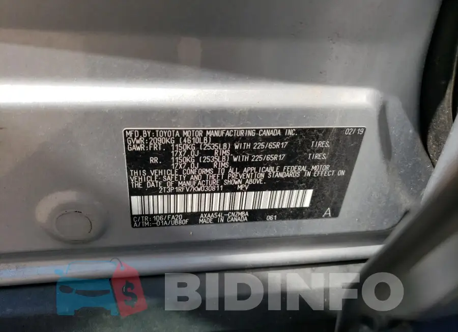 2T3P1RFV7KW030811 Photo# 13