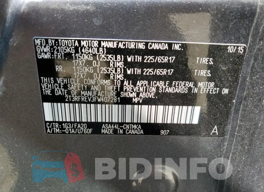 2T3RFREV3FW407281 Photo# 13