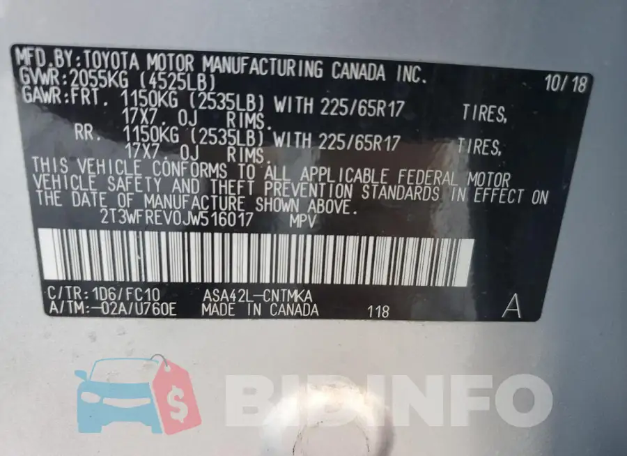 2T3WFREV0JW516017 Photo# 13