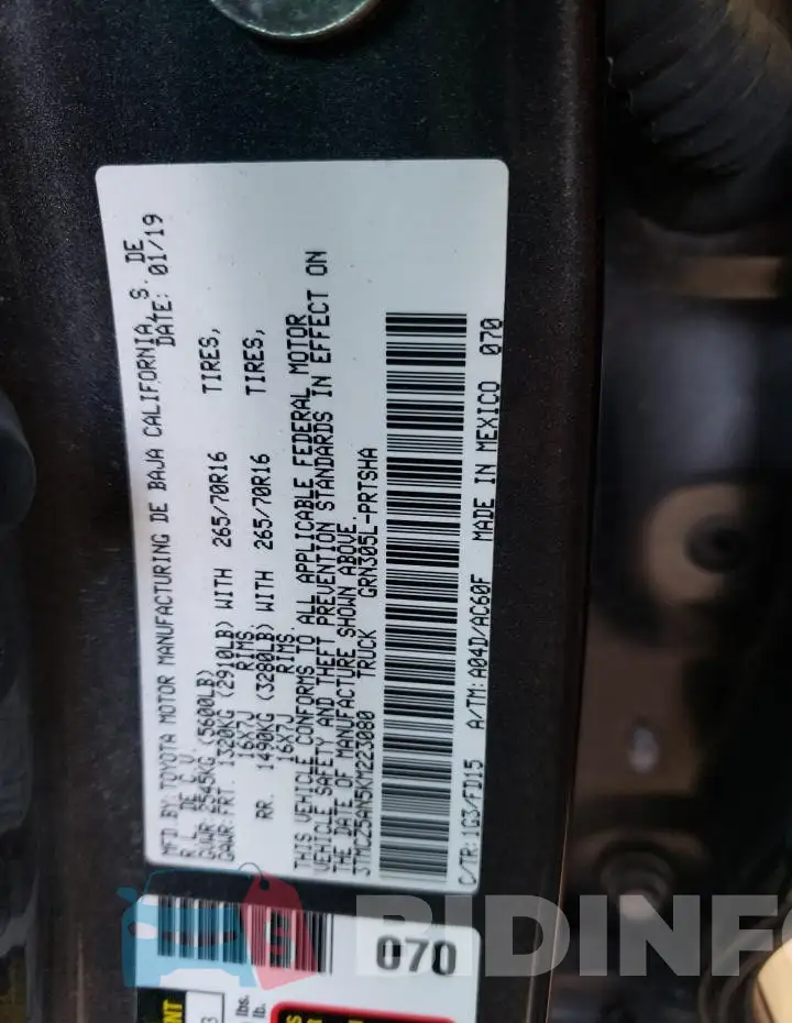 3TMCZ5AN5KM223080 Photo# 12