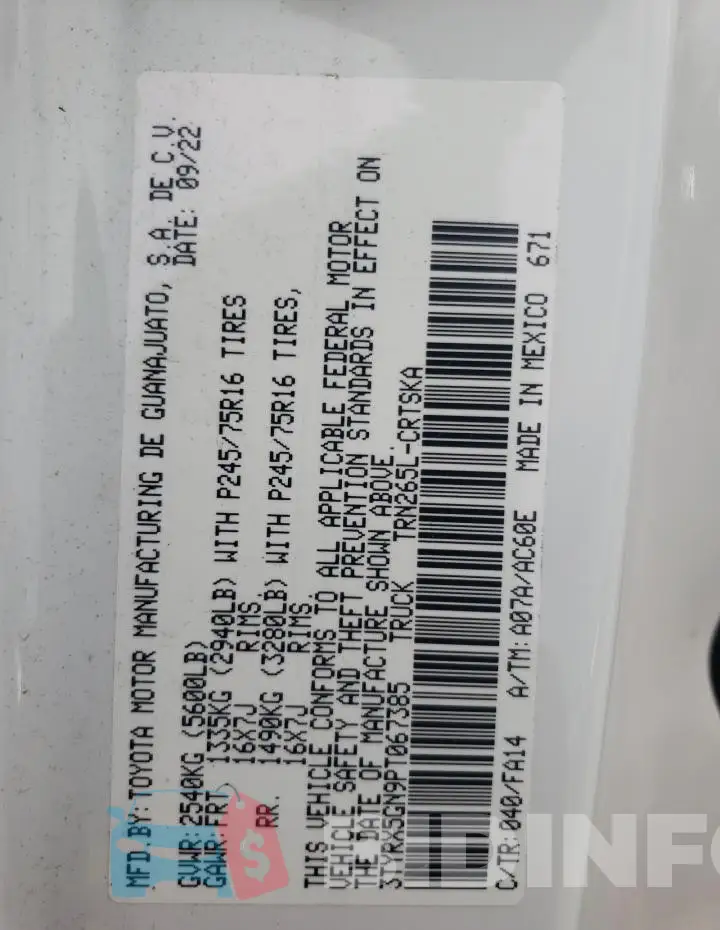 3TYRX5GN9PT067385 Photo# 12