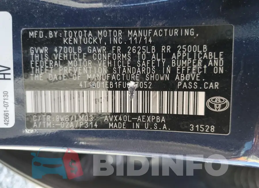 4T1BD1EB1FU037052 Photo# 12