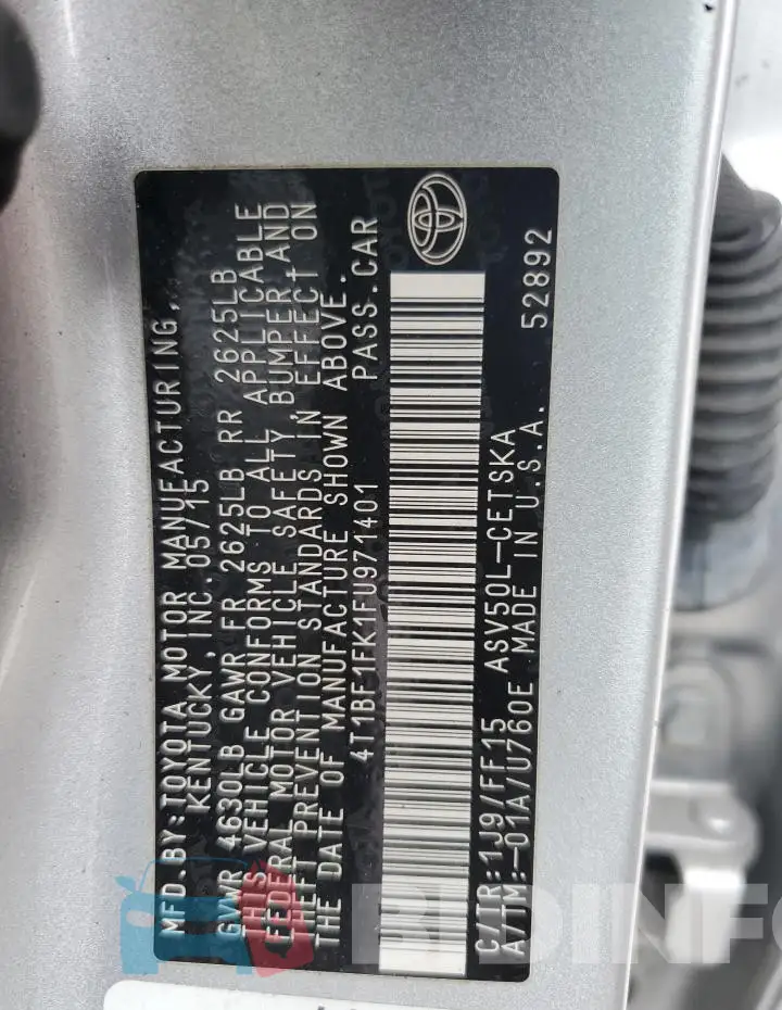 4T1BF1FK1FU971401 Photo# 12