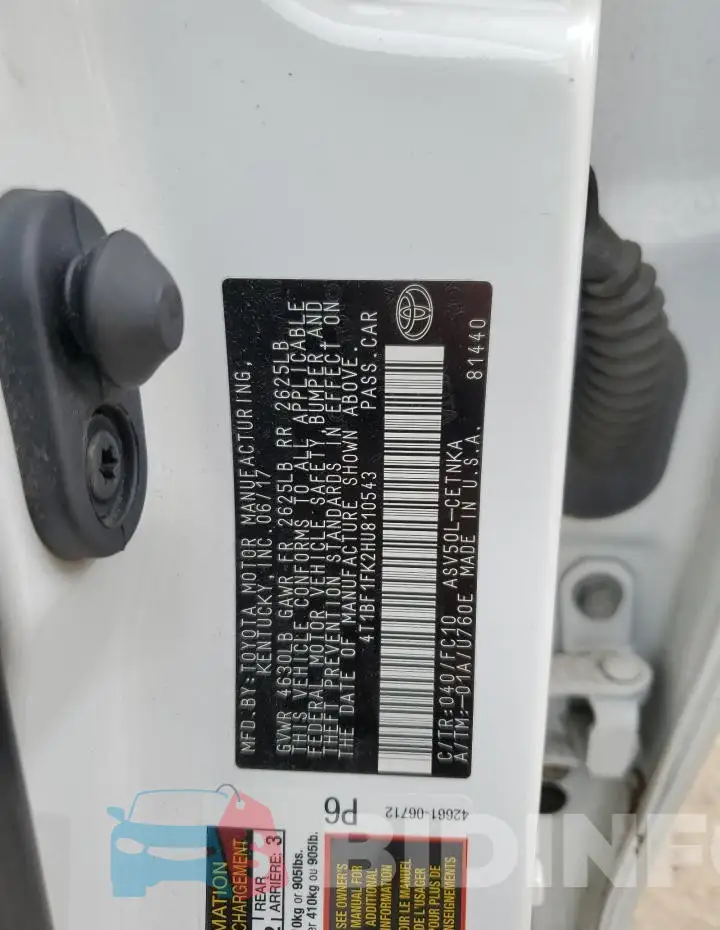 4T1BF1FK2HU810543 Photo# 12