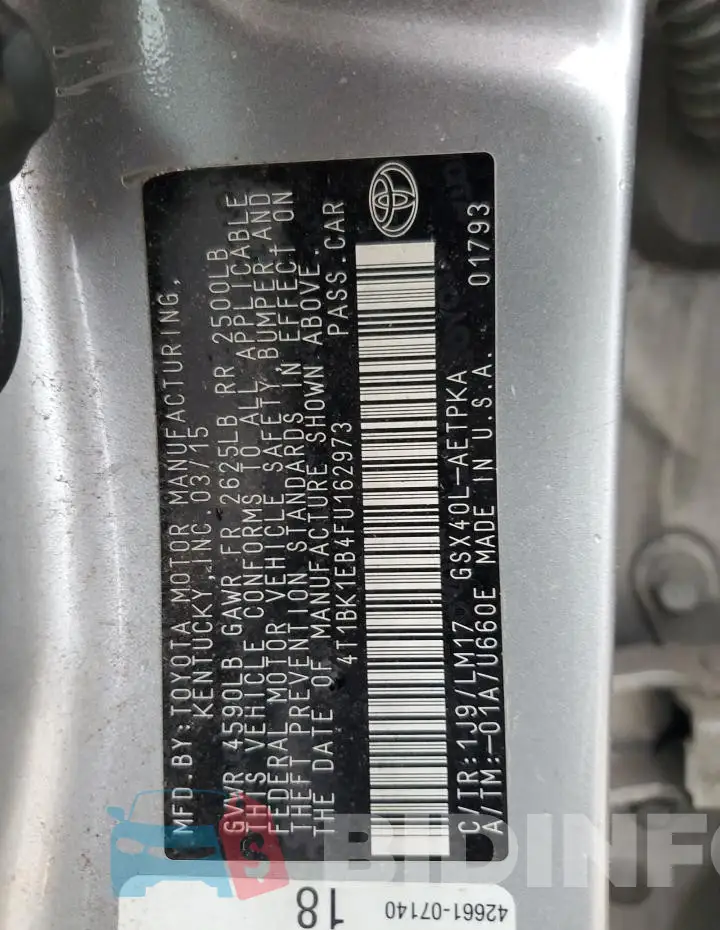4T1BK1EB4FU162973 Photo# 12