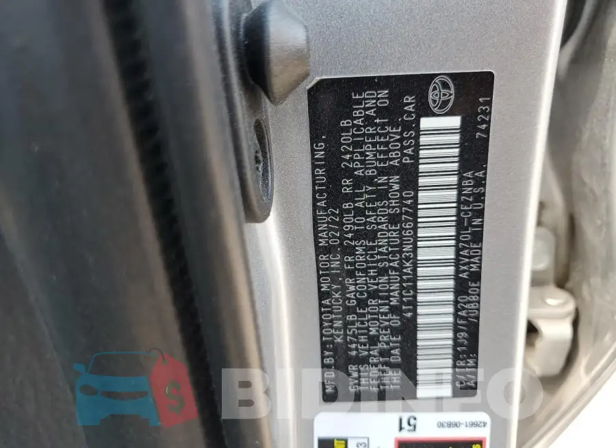 4T1C11AK3NU667740 Photo# 12