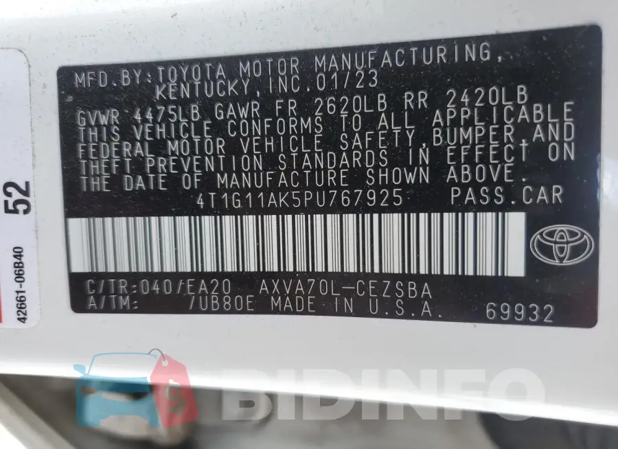 4T1G11AK5PU767925 Photo# 12