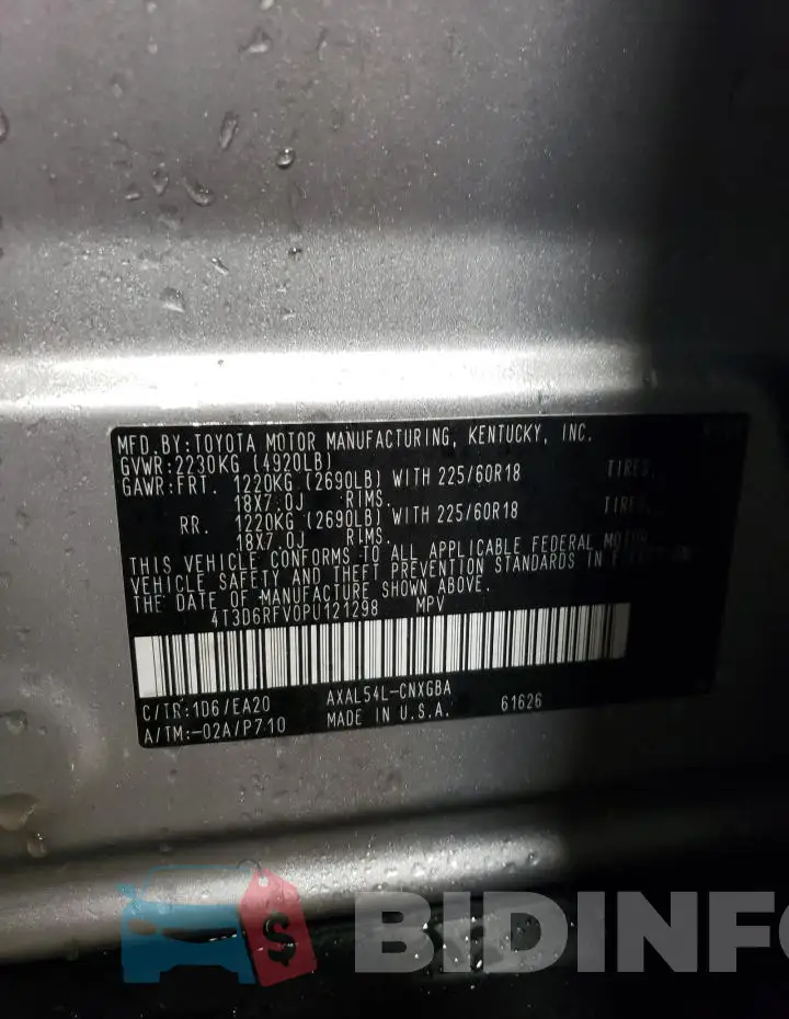 4T3D6RFV0PU121298 Photo# 13