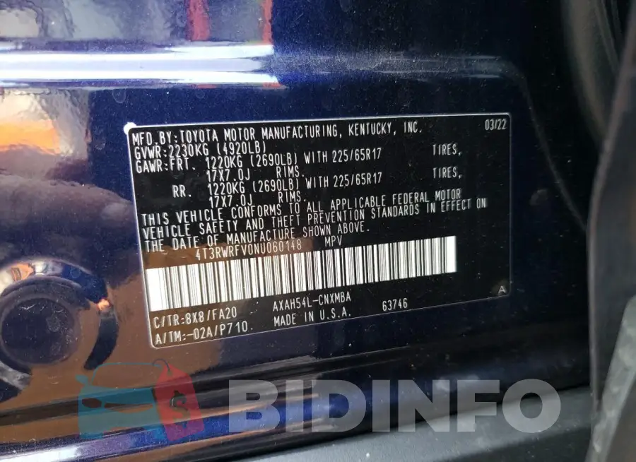 4T3RWRFV0NU060148 Photo# 14