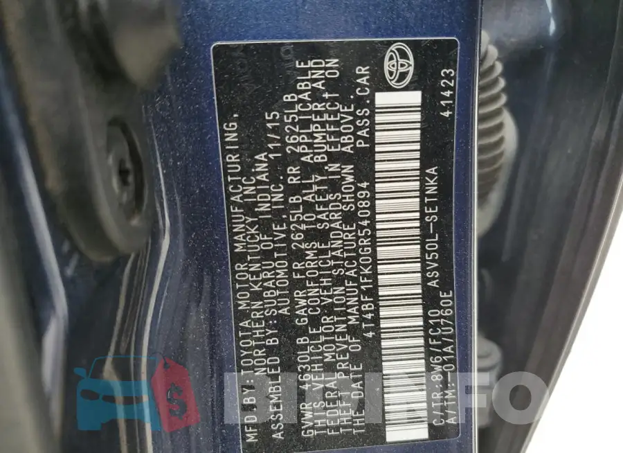 4T4BF1FK0GR540894 Photo# 12