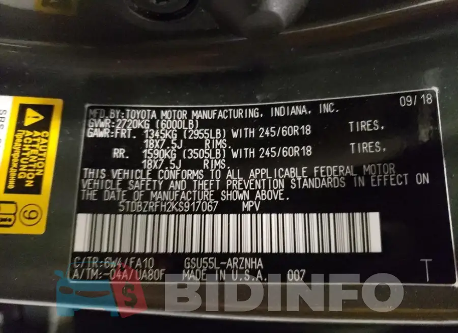 5TDBZRFH2KS917067 Photo# 13