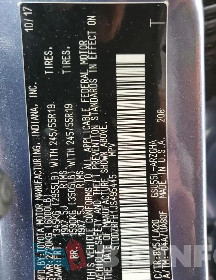 5TDDZRFH1JS495445 Photo# 14