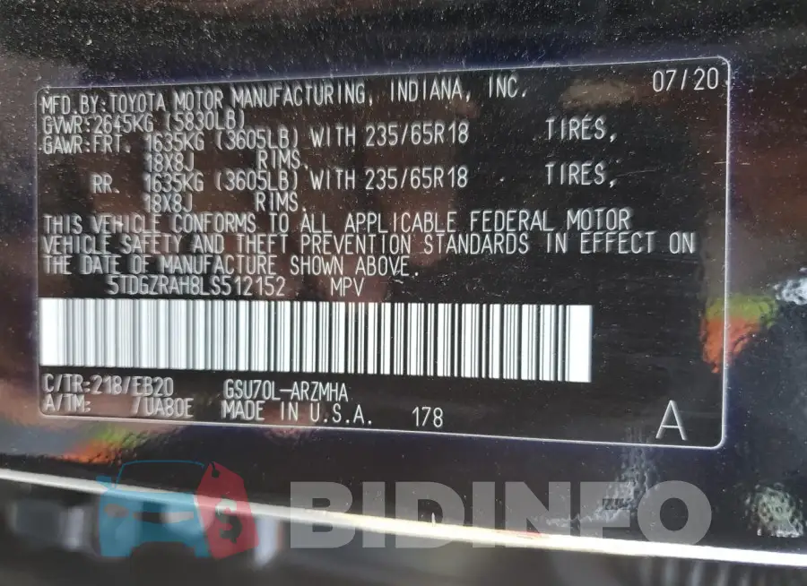 5TDGZRAH8LS512152 Photo# 12