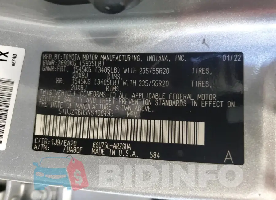 5TDJZRBH5NS190495 Photo# 13