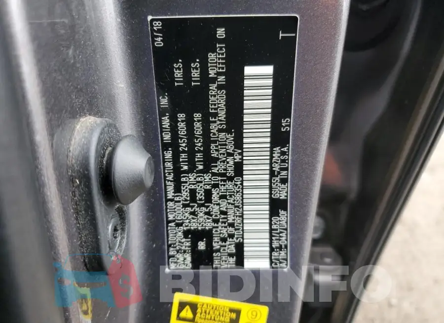 5TDJZRFH2JS863540 Photo# 13