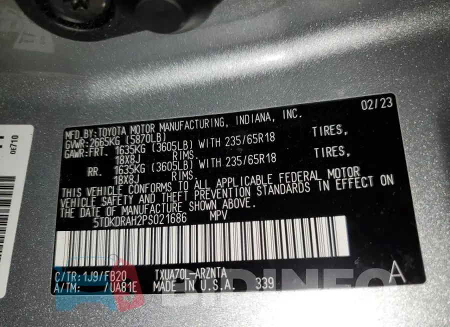 5TDKDRAH2PS021686 Photo# 13