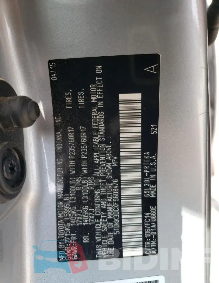 5TDKK3DCXFS608476 Photo# 13