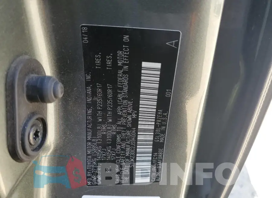 5TDKZ3DC2JS940044 Photo# 13