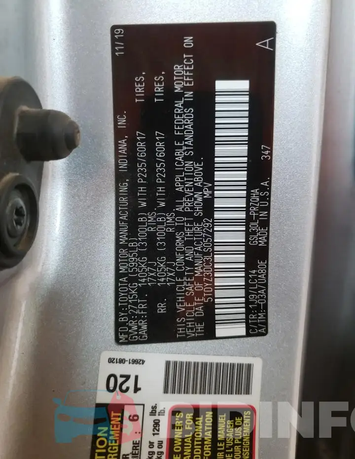 5TDYZ3DC3LS057292 Photo# 14