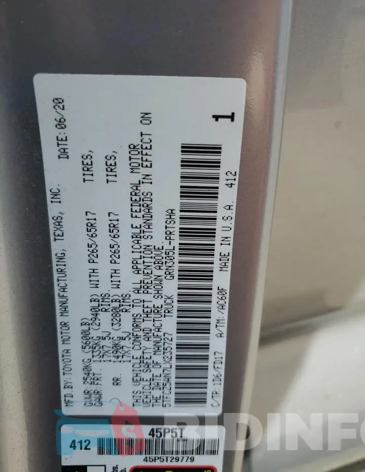 5TFCZ5AN7LX235727 Photo# 12