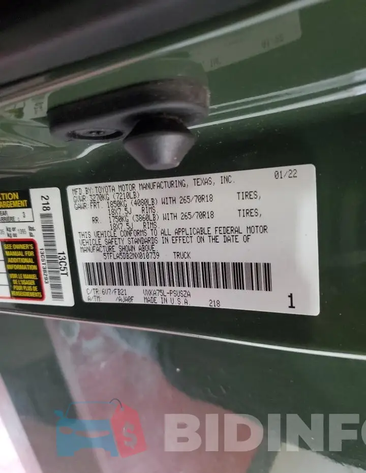 5TFLA5DB2NX010739 Photo# 12