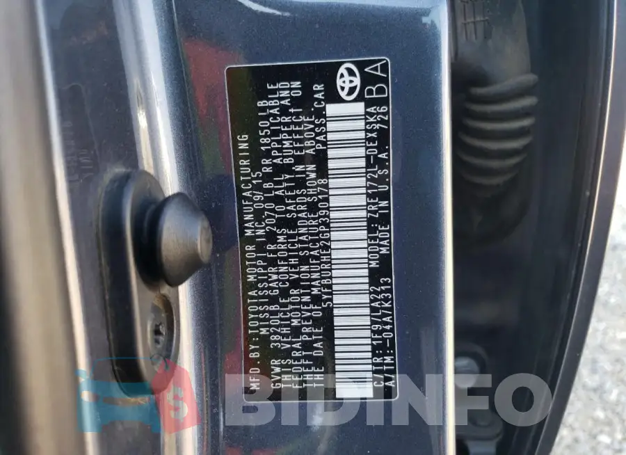 5YFBURHE2GP390178 Photo# 12