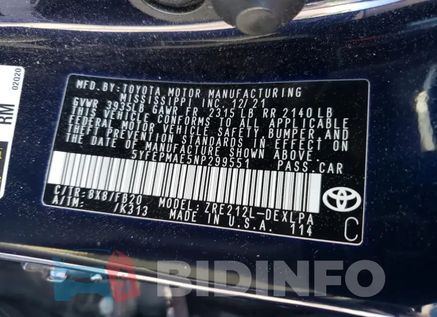 5YFEPMAE5NP299551 Photo# 12