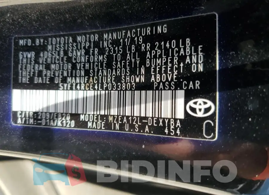 5YFT4RCE4LP033803 Photo# 13