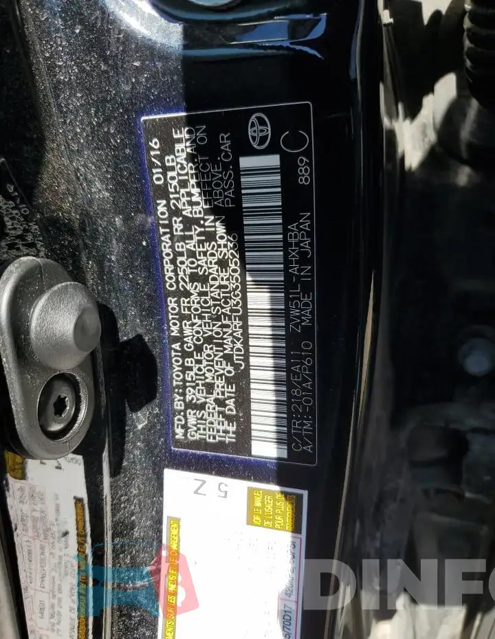 JTDKARFU3G3505236 Photo# 12