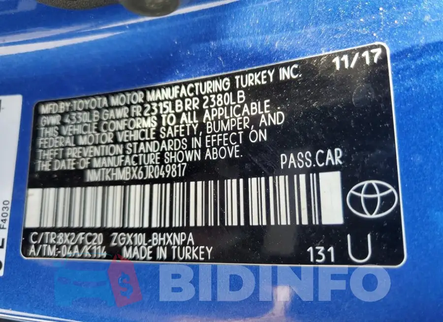NMTKHMBX6JR049817 Photo# 13