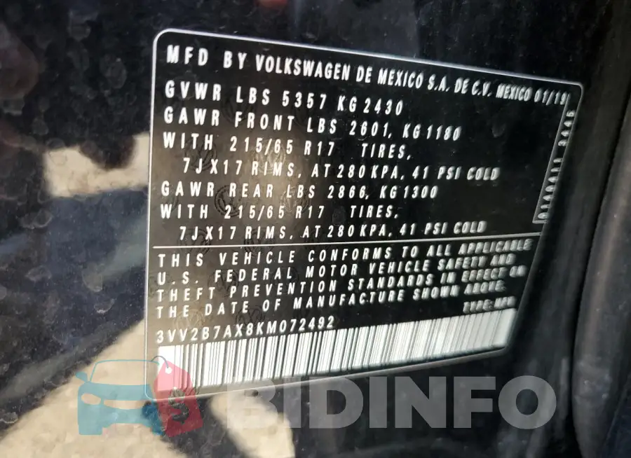 3VV2B7AX8KM072492 Photo# 12