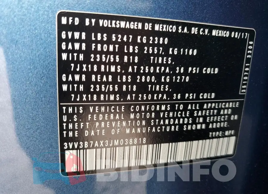 3VV3B7AX3JM038818 Photo# 12