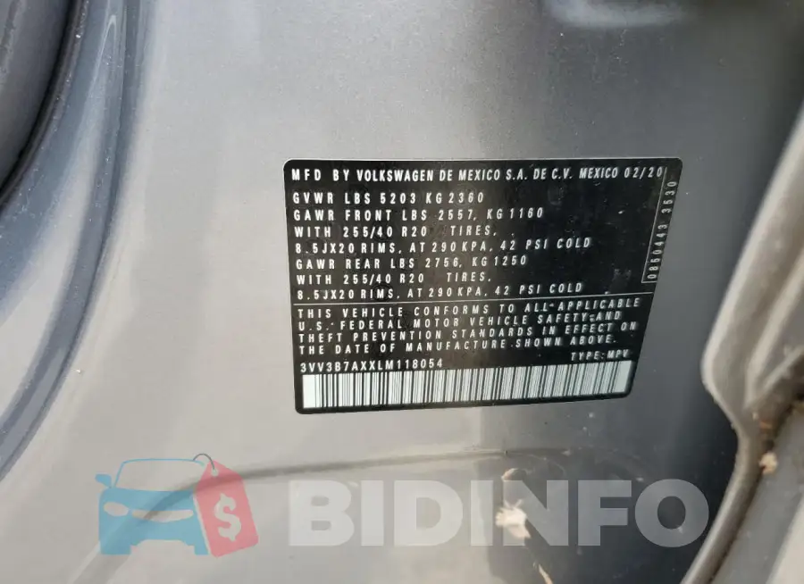 3VV3B7AXXLM118054 Photo# 14