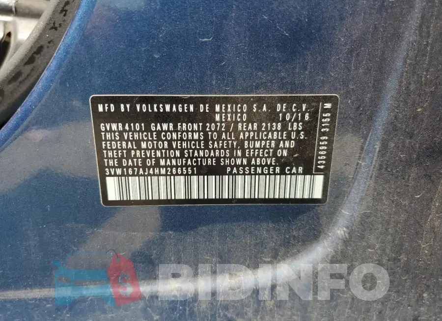 3VW167AJ4HM266551 Photo# 12
