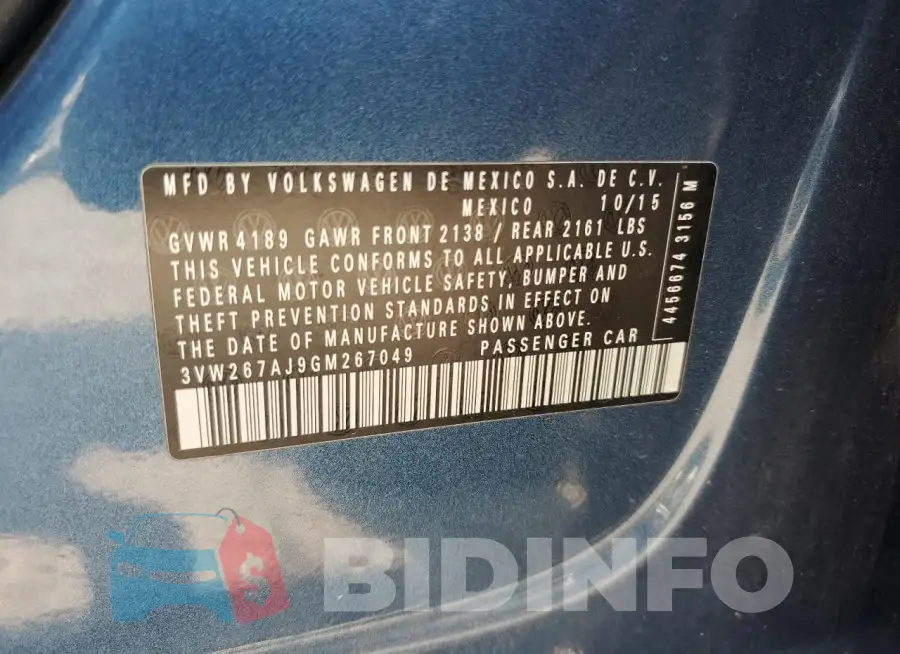 3VW267AJ9GM267049 Photo# 12