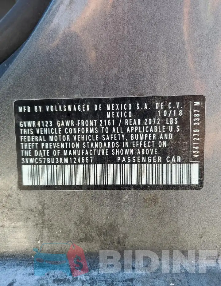 3VWC57BU3KM124557 Photo# 12