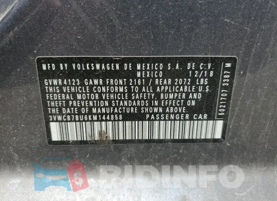 3VWCB7BU6KM144858 Photo# 13