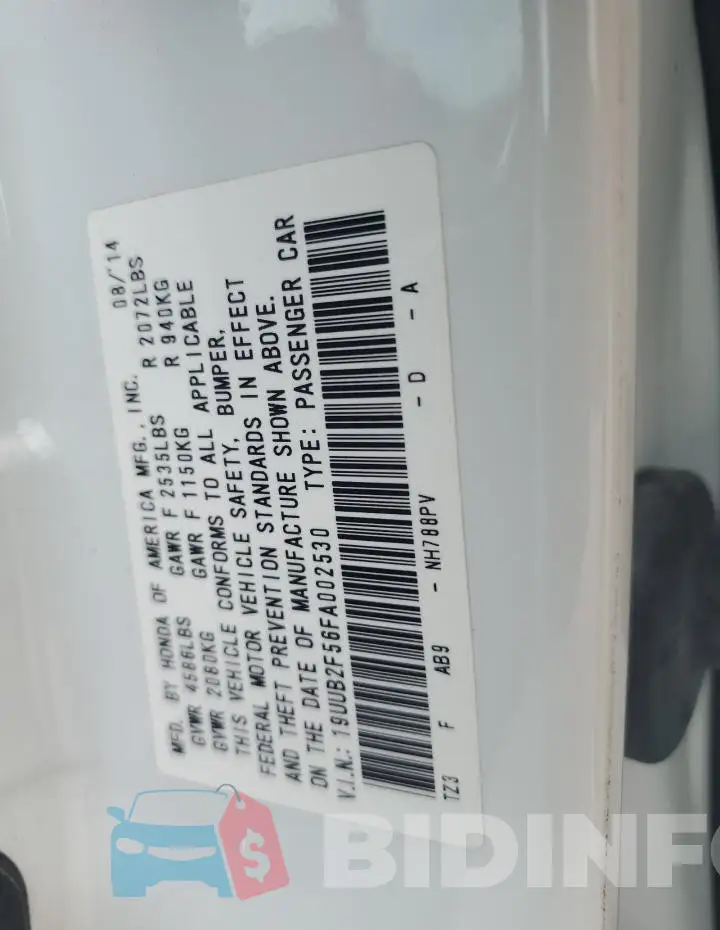 19UUB2F56FA002530 Photo# 12