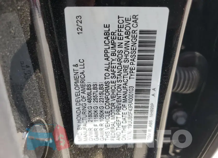 19UUB5F43RA000103 Photo# 12
