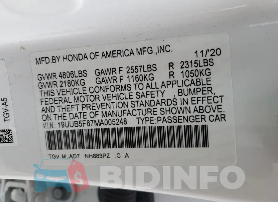 19UUB5F67MA005248 Photo# 12