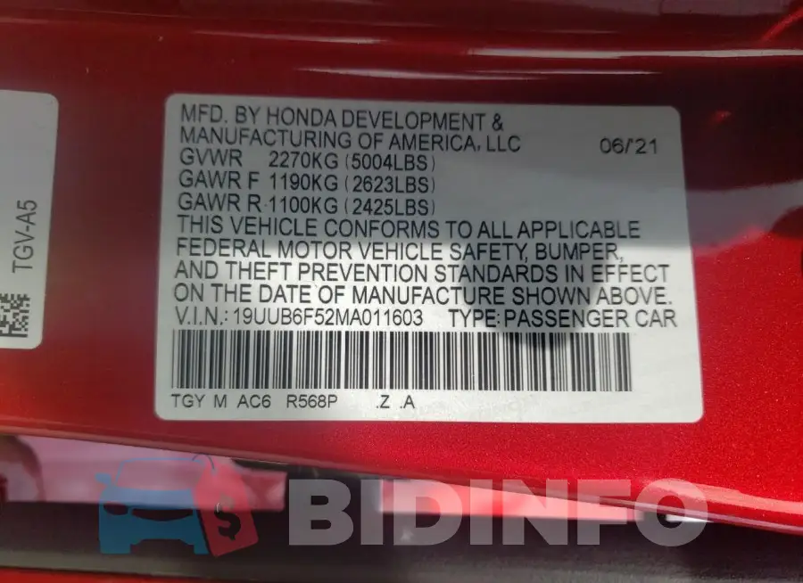 19UUB6F52MA011603 Photo# 13